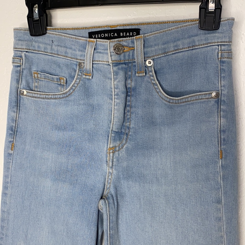 Veronica Beard Jackie 10” In Sky W/Fray Straight Leg Jeans Size 25 EUC - Picture 9 of 13